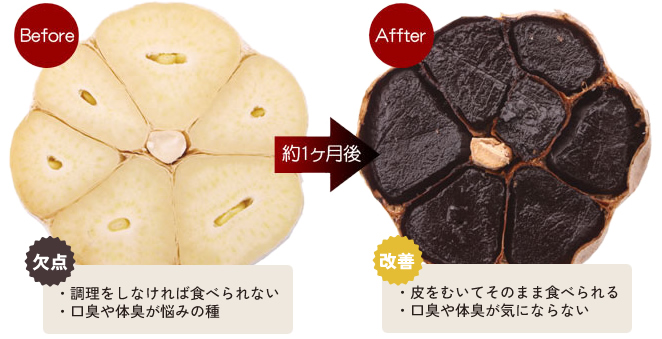 にんにくから熟成黒にんにくに変化